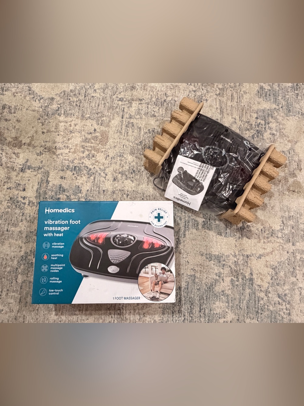 Final price Homedics Black Vibration Foot Massager with Red Indicator Lights